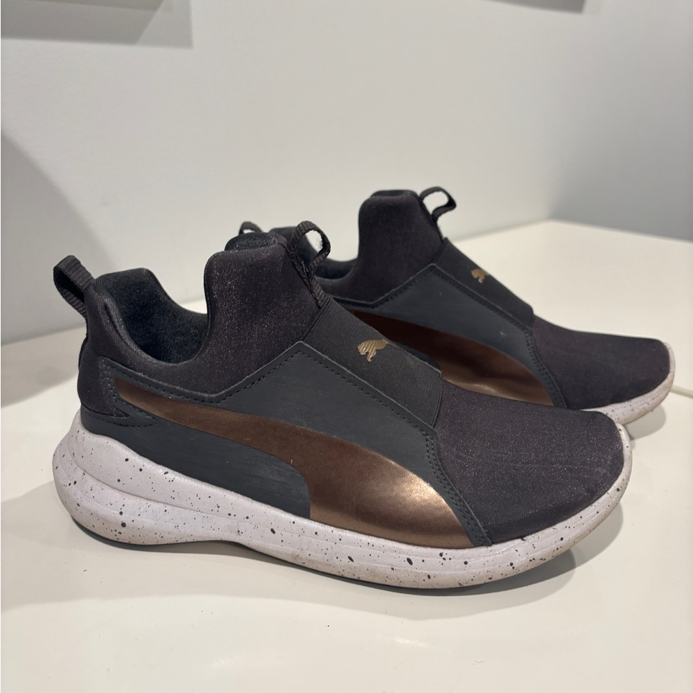 Puma Charcoal and Copper Slip-On Sneakers
